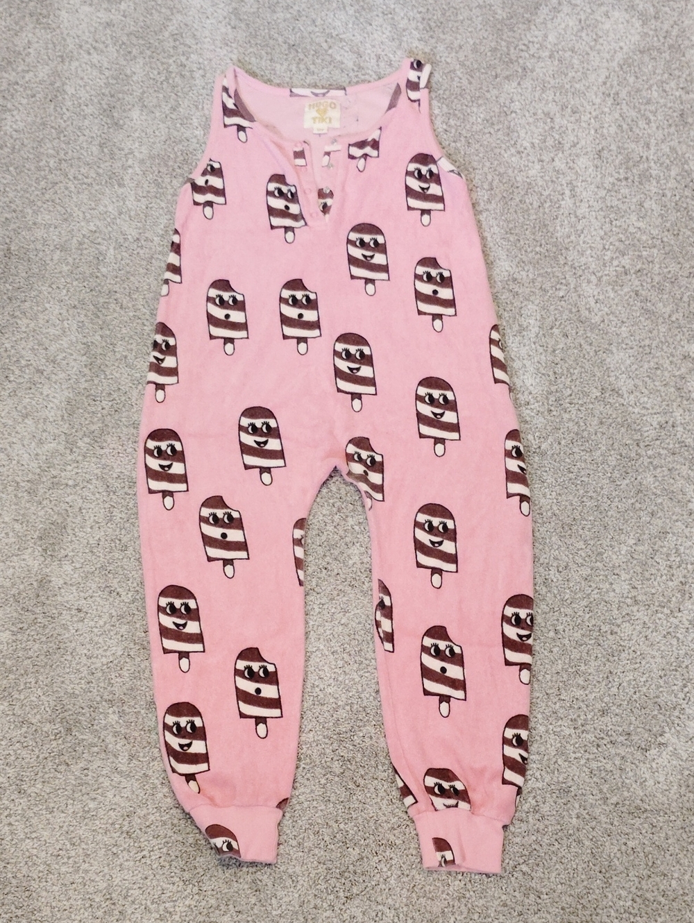 Hugo Loves Tiki Sleeveless Pink Popsicle-Print Kids One-Piece Bodysuit